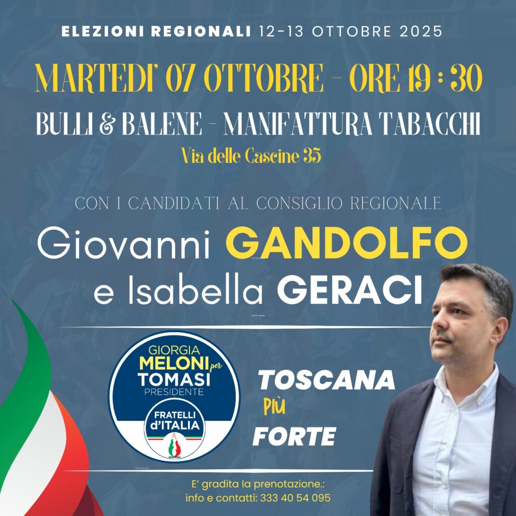 Home 27 giovanni gandolfo martedi 7 ottobre 2025 elezioni regione toscana